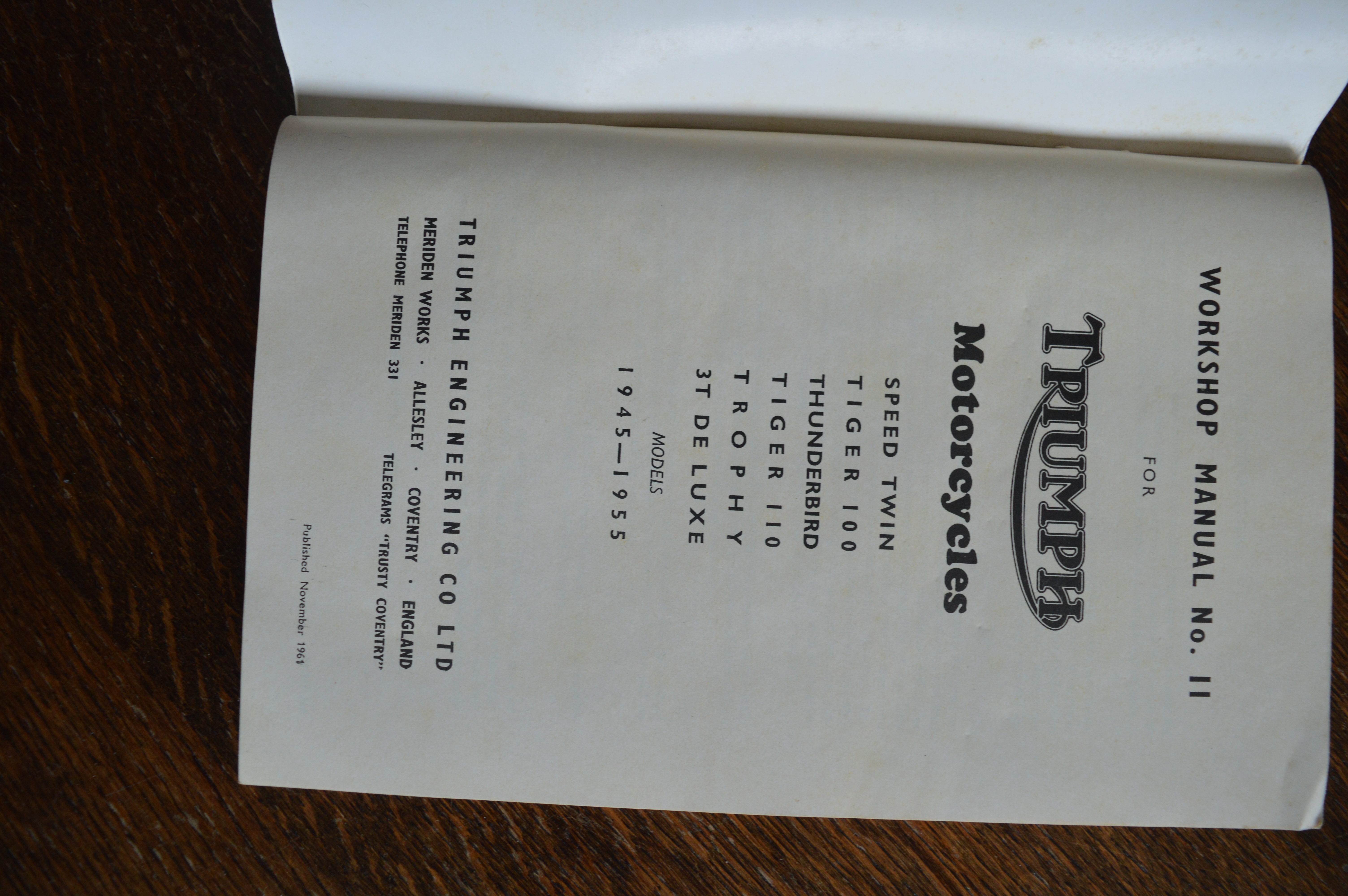 Triumph model 1945-1955 instructie boek