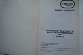 Triumph owner's handboek 1981 T140