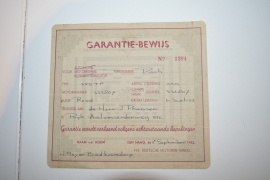 Puch 250F garantie/aankoopbewijs  1september 1952