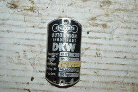 DKW RT 175 VS balhoofd plaat 1958