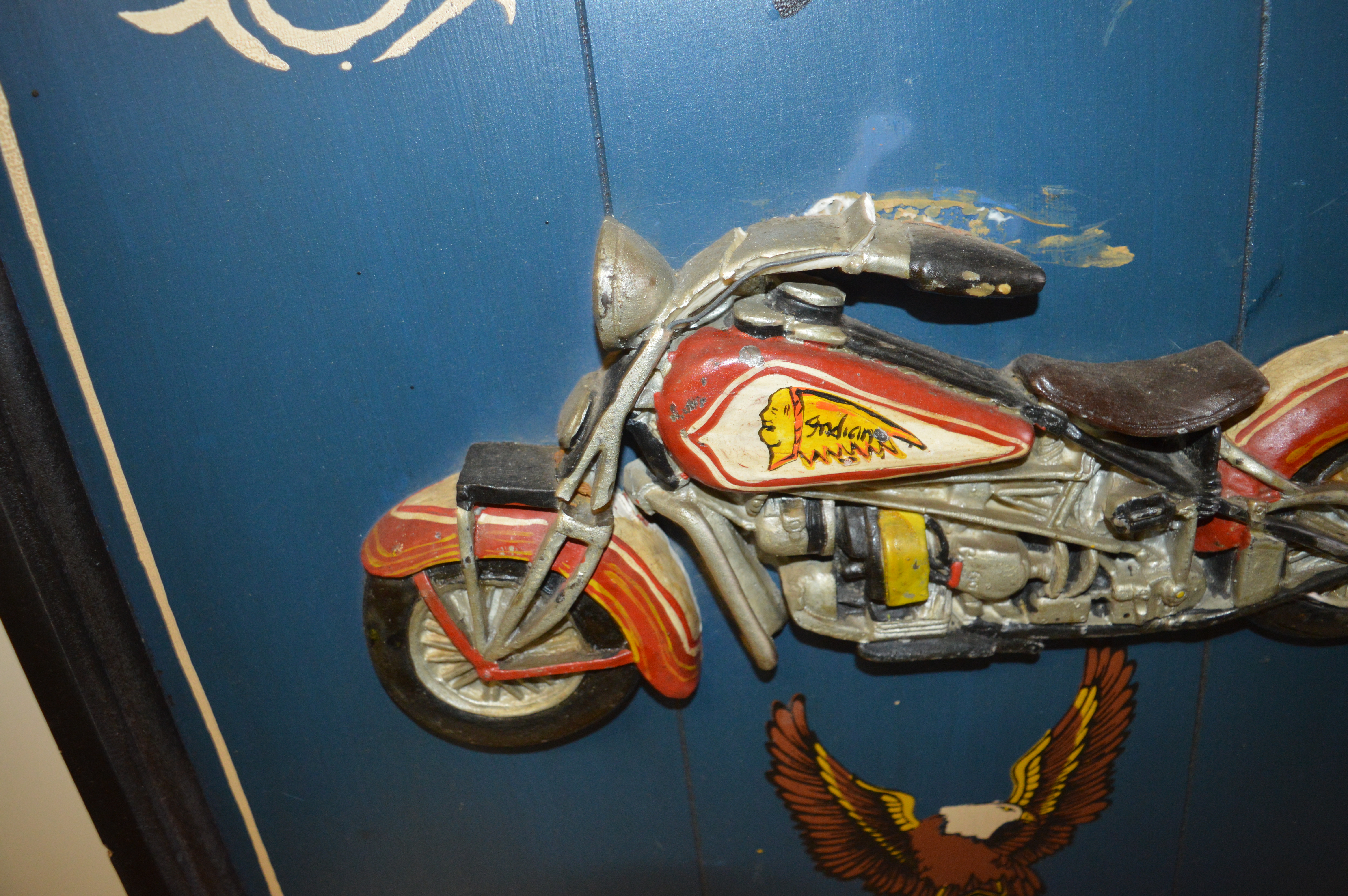 Harley Davidson reclame plaat hout(Indian Motor)