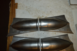 Tweetakt Uitlaat eind stukken/lengte 24 cm/breed 90/150mm