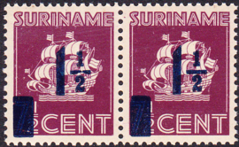 Plaatfout Suriname  166 PM1 op NR 245 in paar Postfris
