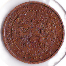 Halve cent 1906 Koningin Wilhelmina   (F/ZF)
