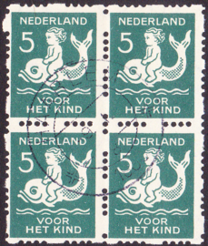 NVPH R83 Kind 1929 in blok van 4 Gebruikt Cataloguswaarde  25,00