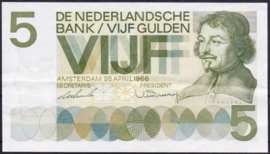 Nederland 5 Gulden bankbiljet 1966 NR 23-1a  kwaliteit ZF