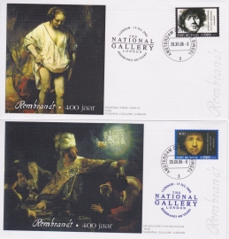 Set 4 enveloppen persoonlijke Port betaald zegels: 400 jaar Rembrandt set 2 KR-SP1