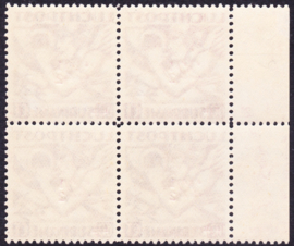 NVPH LP24F Met variatie kopstaande 1 van 2½  Postfris in blok van 4