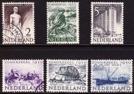 NVPH  550-555 Zomerzegels 1950 Gebruikt  Cataloguswaarde 35.00