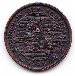 Halve cent 1928 Koningin Wilhelmina   (Pracht)