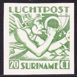 Suriname Proef  van NVPH LP 3/15 de 20 Ct. Mercuriuskop Luchtpost