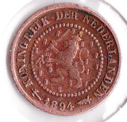 Halve cent 1894 Prinses Wilhelmina   (ZF)