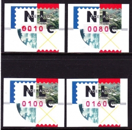 Automaatstrook  ''Nagler''  waarde in rood 4 Postfrisse waarden  A-0426