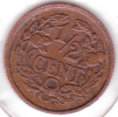 Halve cent 1930 Koningin Wilhelmina   (P+)