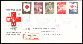 FDC E14 Rode Kruis zegels 1953 Getypt adres met open klep