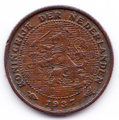 Halve cent 1937 Koningin Wilhelmina   (Pracht)