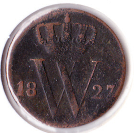 Halve cent 1827U Willem I   F+