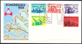 FDC E38  ''Zomerzegels 1959'' ONBESCHREVEN met OPEN klep