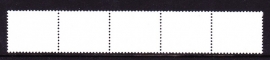 NVPH TBN1 Testrolzegels Blanco met rugnummer in strip van 5 Postfris!  A-0189