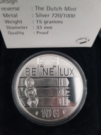 10 Gulden 1994 ''50 jaar Benelux'' tientje Zilver  (Proof)