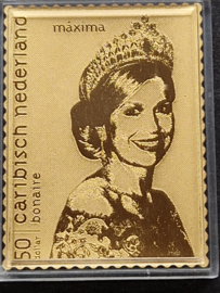 Caribisch Nederland NVPH 237 Massief gouden postzegel Koningin Maxima 2021