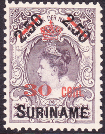 NVPH 64 Koningin Wilhelmina overdruk in rood Ongebruikt Cataloguswaarde 160,00