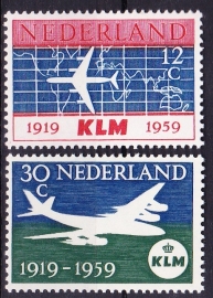 NVPH 729-730 40 jaar KLM 1959 Postfris