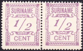 Plaatfout Suriname 65 P1  2x in paar, groot en klein Postfris