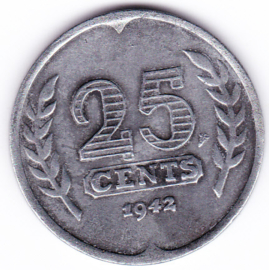 25 cent zink 1942 (Pracht+)