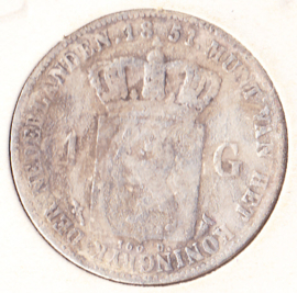 Nederland 1 gulden Zilver 1851 Koning Willem III  F-