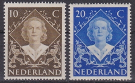 NVPH  506-507 Inhuldigingszegels Koningin Juliana  1948 Postfris cataloguswaarde: 4,00  