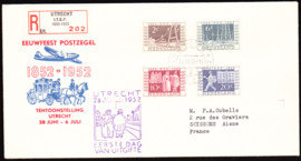 FDC E10(a) eeuwfeest enveloppe met I.T.E.P. serie  Getypt adres met open klep