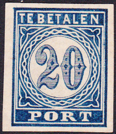 Nederlands-Indië  Proef van de NVPH P4 Portzegel in donker blauw