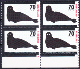Plaatfout 1339 PM + PM1 Postfris in blok van 4