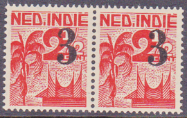 Plaatfout Ned. Indie 322a PM in paar Postfris E-7814