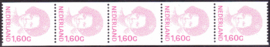 NVPH 1497A met half rugnummer in strip van 5 Postfris