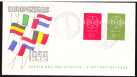 FDC E39  ''Europa-zegels 1959'' ONBESCHREVEN met OPEN klep