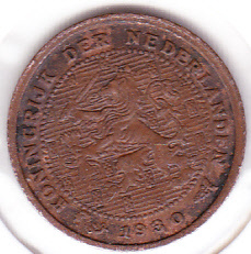 Halve cent 1930 Koningin Wilhelmina   (P+)