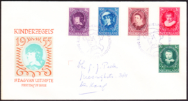 FDC E24 Kinderpostzegels 1955 geschreven adres met dichte klep