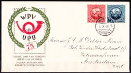 Eerstedag enveloppe BR10 UPU 1949 uitgave M.P. Breel