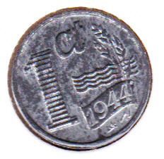 Nederland 1 cent 1944 Zink met volle patinalaag (FDC)