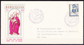 FDC E17 Bonifatius 1954 Getypt met open klep