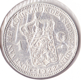 Nederland 1 gulden Zilver 1922 Koningin Wilhelmina Pracht