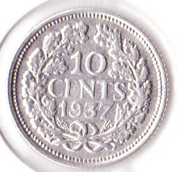 10 cent 1937 Zilver (Pracht)