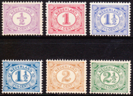 NVPH  50-55 Cijferzegels Postfris Cataloguswaarde 75.00
