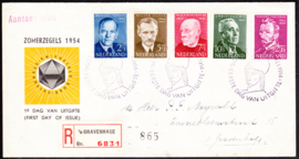 FDC E16 ''Zomerzegels 1954'' beschreven adres met dichte klep