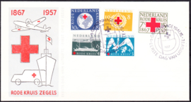 FDC E31  ''Rode Kruiszegels 1957'' ONBESCHREVEN met OPEN klep