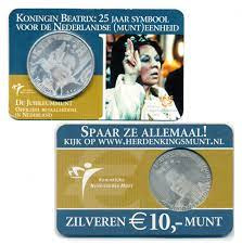 € 10,00 Coincard ''Koningin Beatrix 25 jaar''  2005