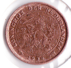 Halve cent 1938 Koningin Wilhelmina   (Pracht)