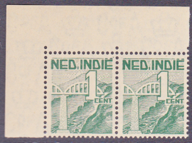 Plaatfout Ned. Indie 317 PM1 in paar Postfris E-7783